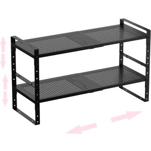 Multi-Functional Metal Shoe Rack, Space-Saving, Perfect for Entryway, Closet, Bathroom, etc. - Sturdy and Durable, High Weight Capacity(2PACKS/Black/Medium)