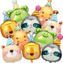 Civaner 10 Pcs Jungle Safari Animal Foil Balloons Animal Birthday Party Decor Bear Giraffe Lion Frog Sloth Aluminum Foil Balloons for Woodland Baby Shower Wedding Gender Reveal Party Supplies