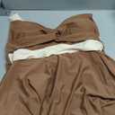 B2prity Women's One Piece Swimdress Swimsuit Tummy Control Swim Dress Slimming Modest Bathing Suit Color Block Swimwear (Large, Brown, Beige)