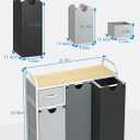Yecaye Laundry Sorter 3 Section, Laundry Hamper with Shelf and 1 Drawer, 35.7Gal(135L) Clothes Basket Organizer, Pull-Out and Removable Oxford Fabric Laundry Bags for Laundry Room, Bedroom, Bathroom