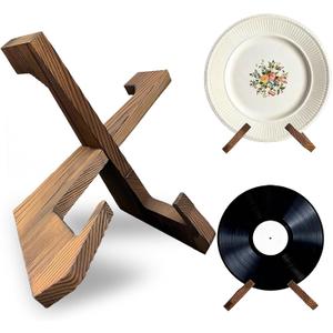 5.1in Wooden Plate Display Stands, Book, Picture and Bowl Display Stand, Display Stands for Heavy Duty Platters, Plate, Pottery, Rock, Dish, Easels, Vinyl Record Holders