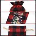 Aviski 60PCS Cotton Small Christmas Drawstring Candy Treat Bags Buffalo Plaid Xmas Xmas Christmas Fabric Goody Gift Sacks Reusable Gift Wrapping Bags Holiday Party Favors - Red/Black