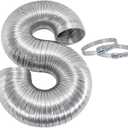 Eastman 8 Foot ArmorFlex Dryer Vent, Flexible Aluminum Duct with Clamps, Semi-Rigid, 69028