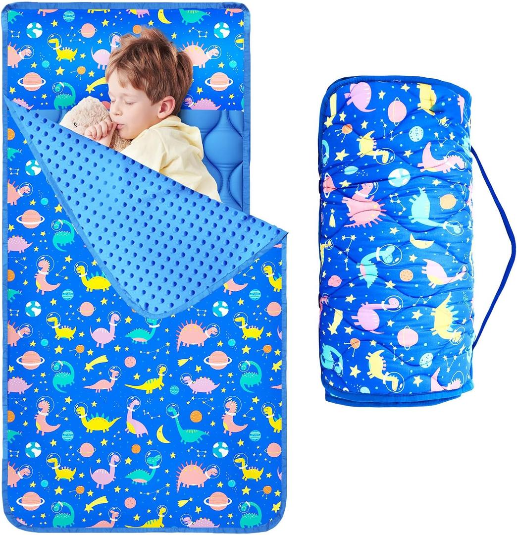 Oudain Nap Mat for Preschool Toddler Nap Mat with Removable Pillow and Blanket 55'' x 29'' Extra Large Sleeping Bag Roll up Kid Slumber Bag for Boy Girl for Kindergarten Daycare Camp