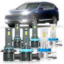 ZSTOPCL Fit for Honda CRV 2015-2022 Light Bulbs, High/Low Beam Fog Light Bulbs Combo, 800% Brightness, 6000K Cool White, Plug and Play, Pack of 6