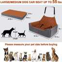 Large Dog Car Seat for Medium/Large Dog Under 55 lbs - Elevated Booster Car Seat for 2 Small Dogs,Removable and Washable,Filling Memory Foam with Safety Leashs and 2 Pockets