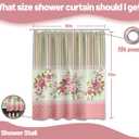 Rose Shower Curtain Spring Floral Pink Girl Bathroom Decor, Waterproof Cloth Fabric with Hooks, 60" W x 72" L