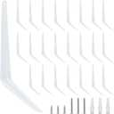 24Pcs 12 x 10 Inch White Shelf Brackets, Heavy-Duty Metal Steel Corner L Brackets for Shelves Shelf, Bookshelf, Garden Boards, Wall Hanging Shelves Decoration Clapboard