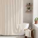 AmazerBath Boho Farmhouse Shower Curtain with Tassels, Beige Shower Curtain Set Fabric, Soft Cloth Chevron Rustic Shower Curtain with Hooks, Hotel Quality, 72x72 Inches