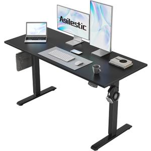 Agilestic Electric Standing Desk, 48 x 24 Inches Height Adjustable Desk, Sit Stand up for Work Office Home, Ergonomic Rising Computer Table with Memory Preset, Black