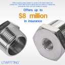 LTWFITTING Bar Production Stainless Steel 316 Pipe Hex Bushing Reducer Fittings 1" Male x 1/4" Female NPT Fuel Water Boat (Pack of 5)