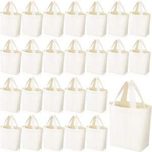 Amylove 12 Pcs Mini Tote Bag Sublimation Blank Canvas Tote Bags Reusable Grocery Luggage DIY Sack Goody for Party Even (6.5 x 6 Inch,Natural Color)