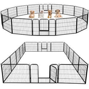 Yaheetech Dog Playpen Outdoor, 24 inch 16 Panels Dog Pen Indoor Heavy Duty Puppy Exercise Pen Metal Pet Fence for RV Camping/Yard/Garden