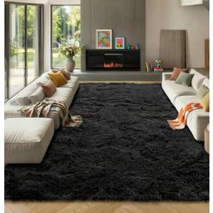 ONASAR Black 8x10 Area Rugs for Living Room, Large Fluffy Shag Bedroom Rug, Ultra Soft Thick Shaggy Floor Big Indoor Carpets for Kids Boys Girls Teen Nursery Dorm Modern Home Decor Aesthetic