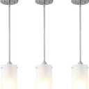 Mini Pendant Light Fixture 1-Light, 3 Pack Brushed Nickel Hanging Ceiling Lights with Opal White Glass, Adjustable Height, Modern Hanging Pendant Lamp for Kitchen Island