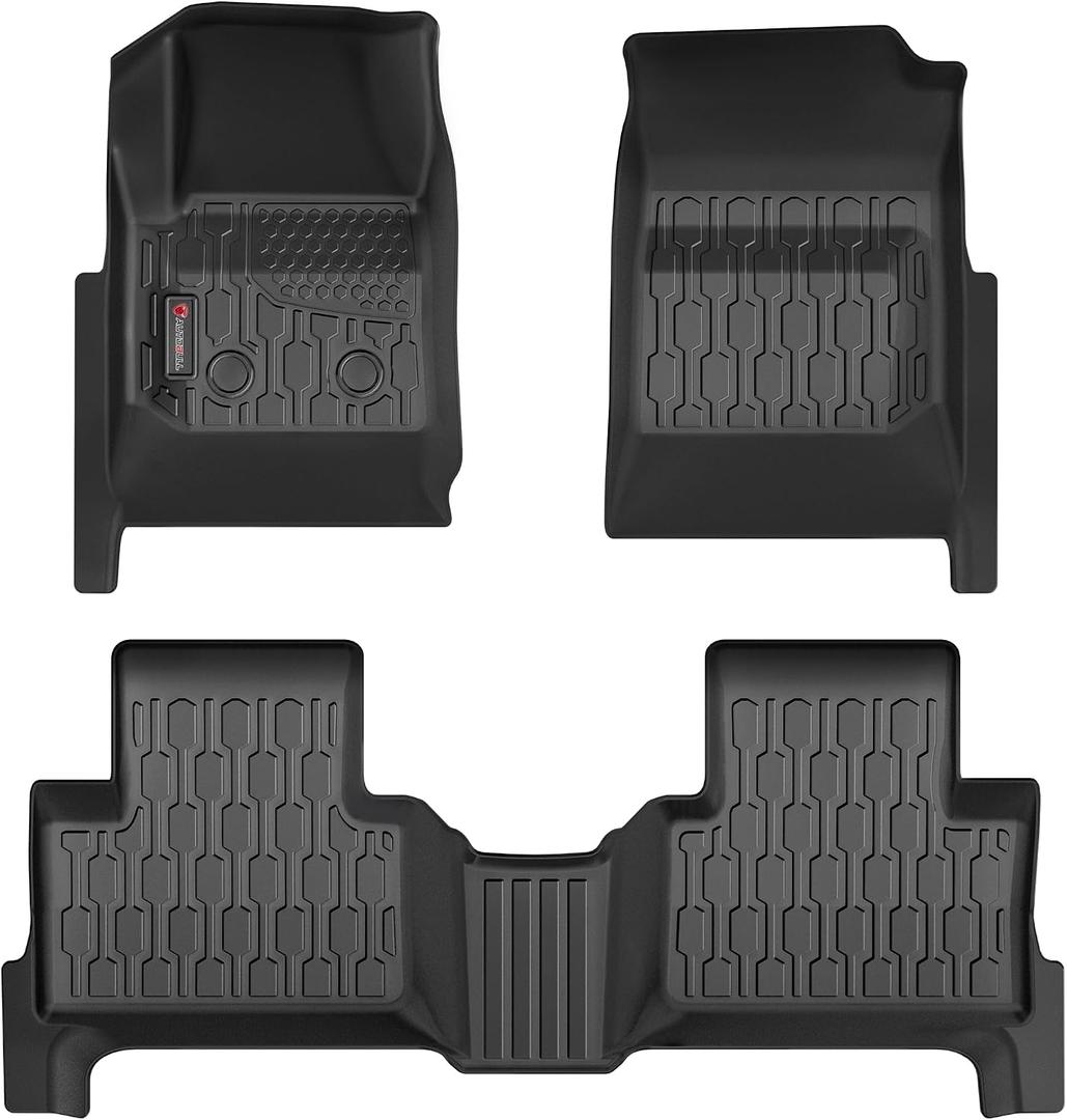 Floor Mats Compatible with 2015-2022 Chevy Colorado/GMC Canyon Crew Cab, All Weather TPE Floor Liners, Custom Fit Car mats, 1st & 2nd Row, Black
