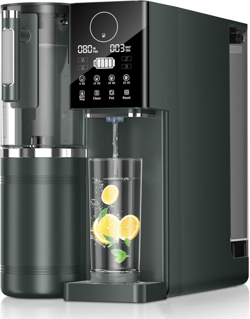 Reverse Osmosis Water Filter, Water Purifier, 8-Stage RO Filtration System, Portable Water Purifier Countertop for Kitchen, Office, Grey (Gray)