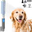 Dog Shower Attachment, Dog Washing Hose Attachment with Metal T-Diverter, Dog Bathing Supplies with 3 Spray Modes & One-Button ON/OFF Indoor and Outdoor Sprayer 8-Foot Hose (Blue)
