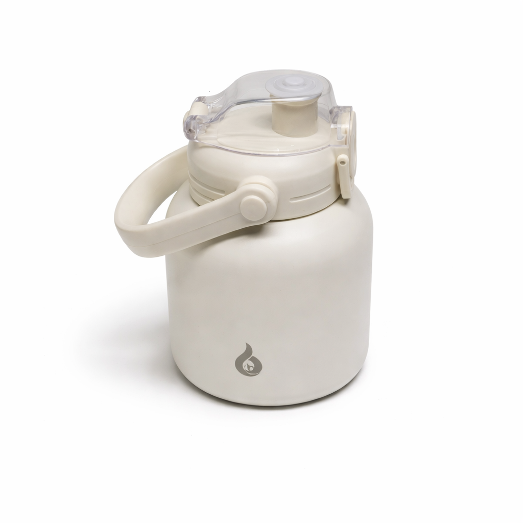 BJPKPK Insulated Water Bottles with Straw, 27 oz Cute Water Bottles with Handle, BPA Free Stainless Steel Metal Jug, Easy Carry Flasks for Men & Women, White