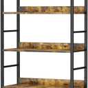 Book Shelf, 5 Tier Solid Wood Bookcase, Industrial Tall Corner Bookshelves Storage Organizer, Modern Display Standing Storage Shelves for Home Office, Living Room, Bedroom, Rustic Brown