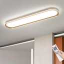 ADISUN Modern LED Ceiling Light Dimmable Linear Ceiling Light 39.4in Semi Flush Mount Long Lights with Remote Control and Side Lighting for Living Room Kitchen Dining Room Gold, 1 Pack
