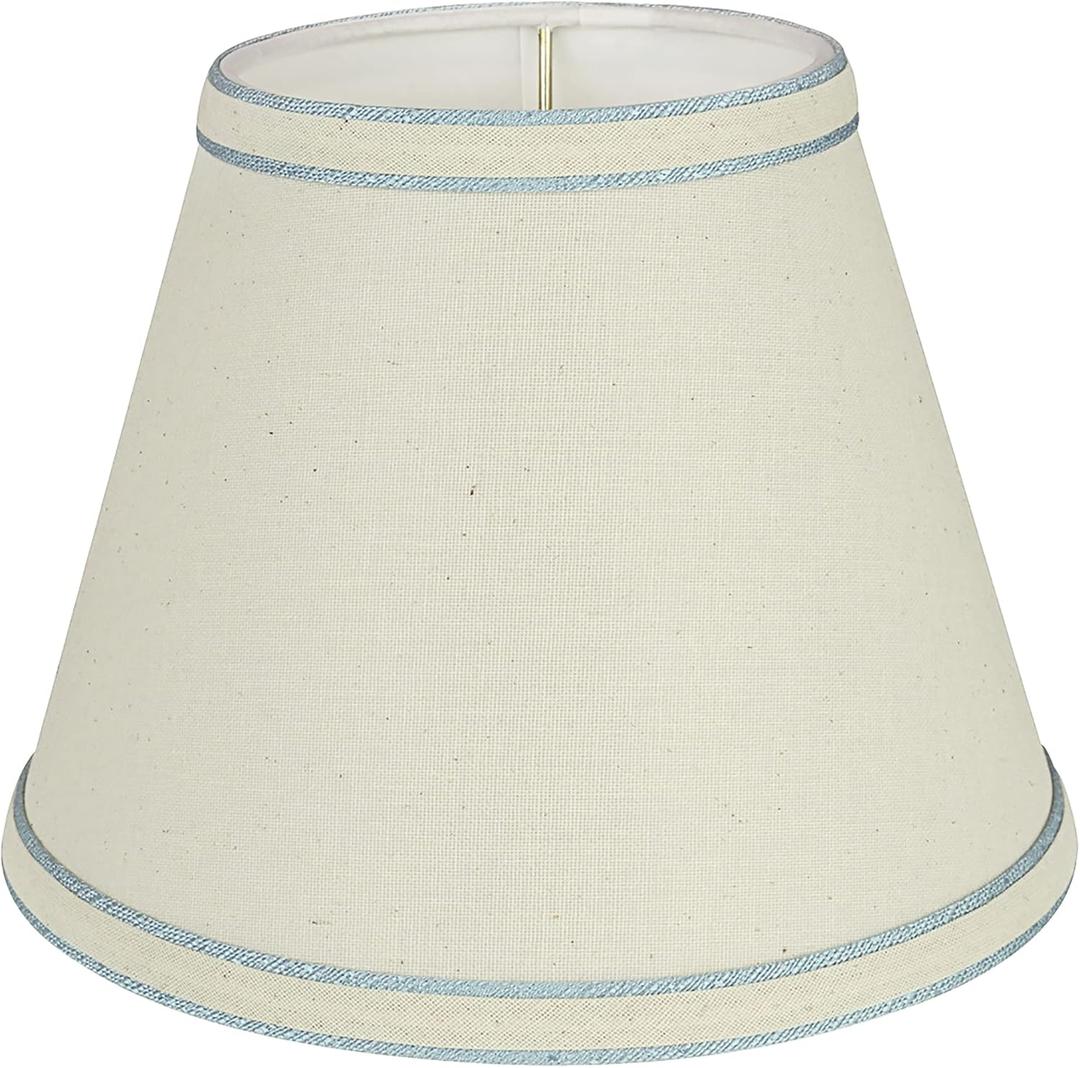 Aspen Creative 58909 Empire Uno Lamp Shade in Cream with Powder Blue, 5" Top x 9" Bottom x 7" Slant Height, Slip UNO 33mm