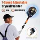 Drywall Sander, 780W Electric Drywall Sander with Vacuum Dust Collection, 1800RPM 7 Variable Speed Popcorn Ceiling Removal Tool with LED, Dustless Wall Sander (L-shape Handle-orange)