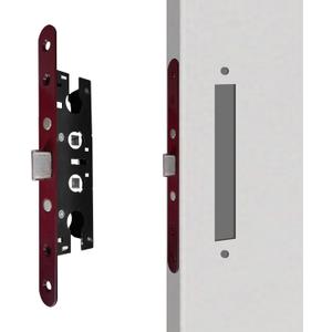 2 Point Bolt Mortise Lock Body, Pella Storm Door Lock Replacement, 2-1/ 2" Handle PZ, Red