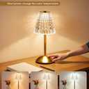 Nusogon Rechargeable Cordless Table Lamp, Touch Control Crystal Desk Lamp with 3500mAh Battery, 3 Color Dimmable LED Small Lamp for Bedroom Bedside Restaurant Kitchen Home Decor