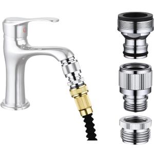 Kitchen Sink Faucet Quick Connector, Sink Faucet to Garden Hose Adapter, Dishwasher/Washer Snap Coupling Adapter, Faucet to Hose Adapter for Kitchen/Bathroom/Shower Hose