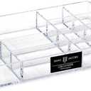 Isaac Jacobs 12-Compartment Clear Acrylic Drawer Organizer (9.4" L x 6.4" W x 1.3" H), Multi-Sectional Tray & Storage Solution for Makeup, School & Office Supplies, Bathroom, Kitchen