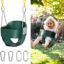 little dove High Back Full Bucket,Toddler Swing with Coated Chains & Triangle Dip Pinch Protection for Safety,Baby Swing Outdoor with Locking Buckles,Toddler Bucket Swing for Backyard,Playground,Green