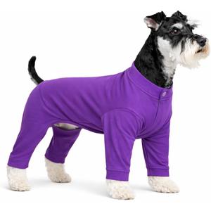 Lovelonglong Four Feet Dog Lightweight Pajamas, Pure Cotton Dog Jumpsuits 4 Legs Dog Onesies T-Shirt Stylish PJS Puppy Costume for Large Medium Small Dogs Purple L