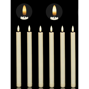 15 Ivory Battery Operated Taper Candles for Wedding Valentines Table Centerpieces Home Decor