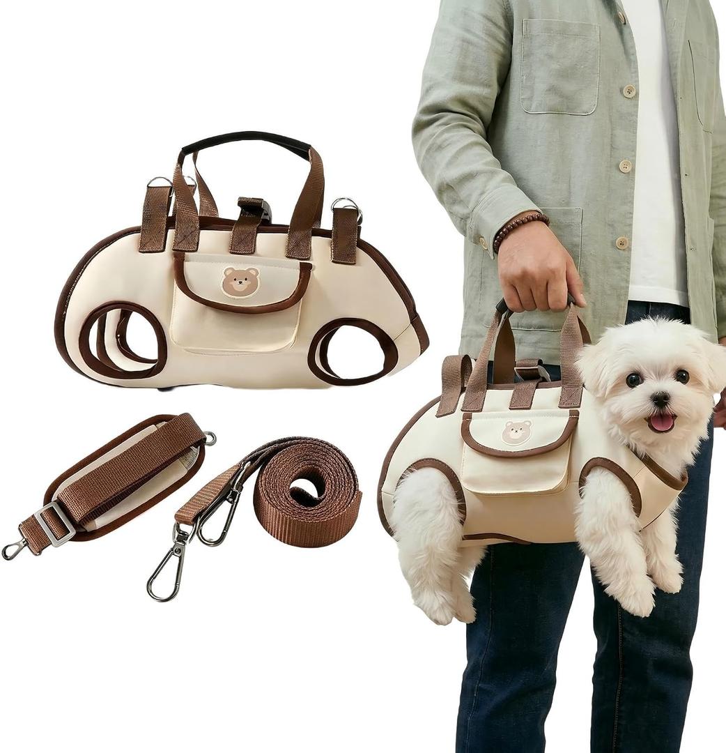 Small Dog Carrier Sling, Puppy Sling Carrier for Small Dogs & Cats, Breathable Mesh Pet Shoulder Bag with Adjustable Strap & Pockets, Lightweight Travel Tote (Up to 9 lbs)