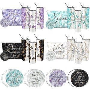 Geiserailie 12 Pcs Christian Gifts for Women 20oz Marble Tumbler, Makeup Bag, Pocket Mirrors, Inspirational Bible Verse Gift Set for Grandmother, Church Pastor's Wife, Teacher (Elegant Color) Geiserailie 12 Pcs Christian Gifts for Women 20oz Marble Tumbler, Makeup Bag, Pocket Mirrors, Inspirational Bible Verse Gift Set for Grandmother, Church Pastor's Wife, Teacher (Elegant Color)