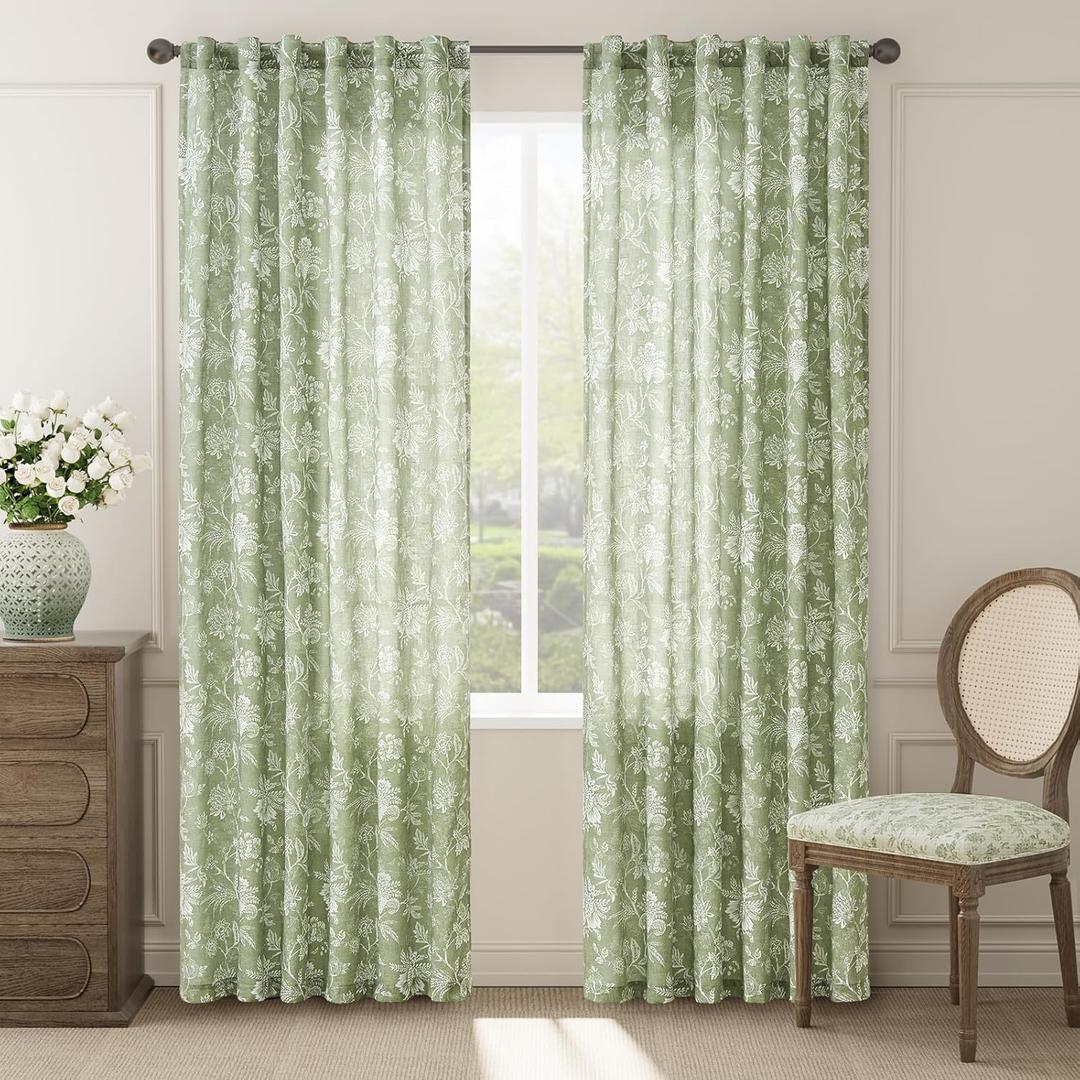 jinchan Linen Floral Curtains for Living Room with Printed Flower 84 Inches Long Light Filtering French Country Back Tab Rod Pocket Sage Green Window Curtain Set Farmhouse Drapes 2 Panels jinchan Linen Floral Curtains for Living Room with Printed Flower 84 Inches Long Light Filtering French Country Back Tab Rod Pocket Sage Green Window Curtain Set Farmhouse Drapes 2 Panels