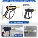 MEKOH Short Pressure Washer Gun, 4000 PSI High Power Washer Spray Gun, 10.5 GPM Foam Gun with 3/8'' Quick Connect, Stubby Pressure Washer Trigger Handle with M22-14mm Adapter for Extension Wand & Hose