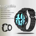 Silicone Bands with Protective Case for Samsung Galaxy Watch 6 40mm/44mm - Waterproof Adjustable Breathable Strap for Men Women