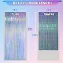 Iridescent Clear Tinsel Curtain Backdrop, 3.28 x 8ft Extra Long Rainbow Foil Fringe Curtain with Extra Tape, Shimmer Party Decoration for Ocean, Unicorn, Birthday & Photo Booth, 2 Pack