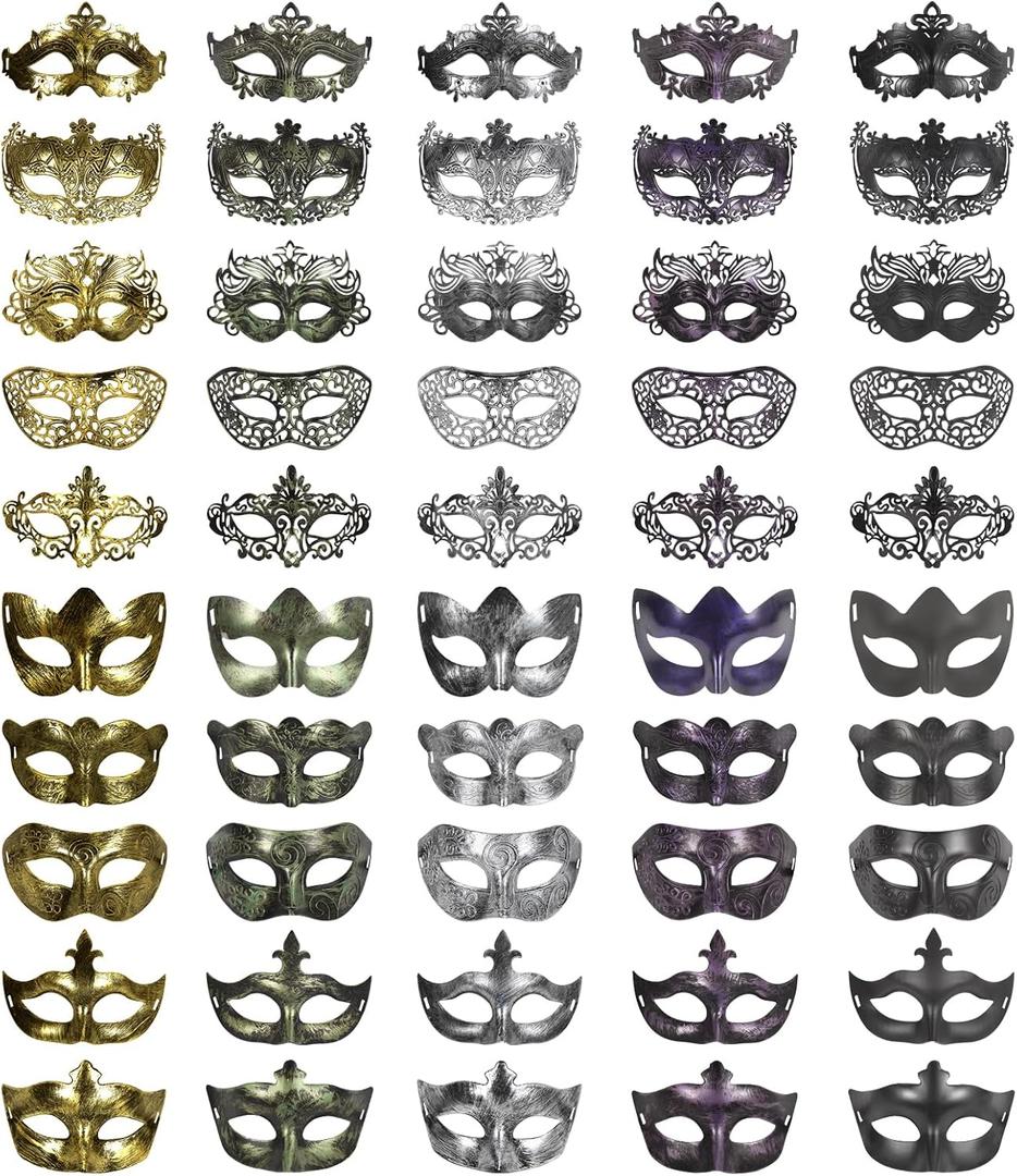 yeload Masquerade Masks 100 Bulk Vintage Masks of Masquerade Party, Venetian, Mardi Gras, Halloween, Masks for Women, Men (Multi)