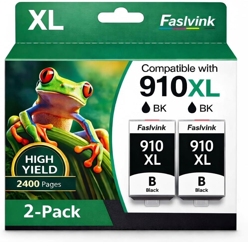 910XL 910 Ink Cartridges for HP Printers Black Compatible for HP 910XL Ink Cartridges Combo Pack Works with HP OfficeJet Pro 8020 8025 8035 8028 8022 8010 8015(2 Black, 910XL Black Ink)