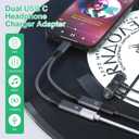 Dual USB-C Headphone and Charger Adapter - 1 in 2 out USB C Splitter with 60W Fast Charging and Audio Adapter for iPhone 16 15 iPad Huawei Galaxy PC, Type-C to Headphone Splitter for Call & Music