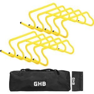 GHB Agility Hurdles 8" Speed Agility Training Hurdles, Detachable Sturdy Hurdles Training Equipment Set with Carry Bag for Kids,Athletes,Soccer,Basketball (10 Pack-Yellow)