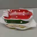 AVLA Set of 4 Ceramic Small Casserole Dishes, 7"x5" Porcelain Roasting Lasagna Pan, Individual Casserole Dishes Bakeware with Handle Rectangular Dish, Ceramic Baking Dish for Oven, 20 Oz, Polka Dot, Assorted Color