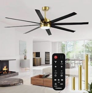 Modern Ceiling Fans with Lights, 72 Inch Ceiling Fan with Light and Remote, Bedroom Living Room Library Cafe Outdoor/Industrial,24W 6CCT Dimmable, 8 Blades 6 Speed Reversible Quiet DC Motor, Black