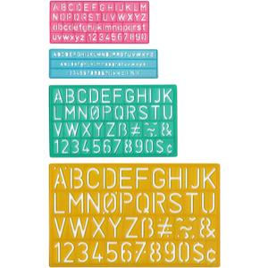 Westcott Lettercraft Plastic Lettering Guide Set, Color Varies, Set of 4 (02145)