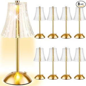 8 Pcs Cordless Table Lamp Rechargeable Touch Lamp, Gold Flower
Alloy & Acrylic, 4.9x11.8 Inch, 1800mAh Battery, USB Charging, 3 color Touch Dimming, Bedroom Living Room Decoration