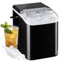 HealSmart Countertop Ice Maker Machine, Fast Making 9 Ice Cubes in 6 Minutes, Self-Cleaning with Scoop, Basket & Handle, 26.5lbs/24Hrs, 2 Sizes Bullet Ice, Portable for Office, Party, Kitchen, Black (Black with Scoop, Basket & Handle)