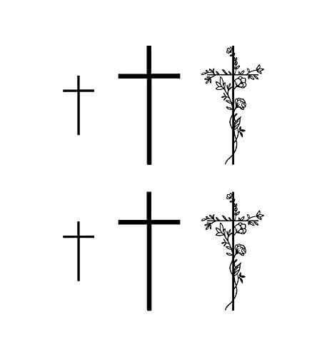 Tattoo Tech, Long Lasting Temporary Tattoos, Last 1-2 Weeks, Waterproof, Semi Permanent Tattoo, Realistic look, No Adhesive, No reflection (Floral Cross)